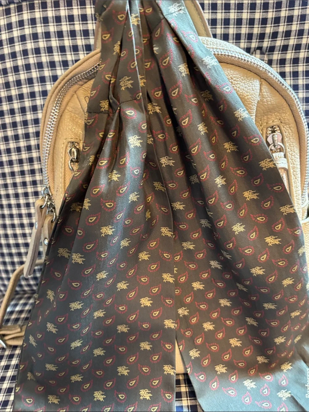 Burberry vintage Olive Paisley-Accent Silk Scarf